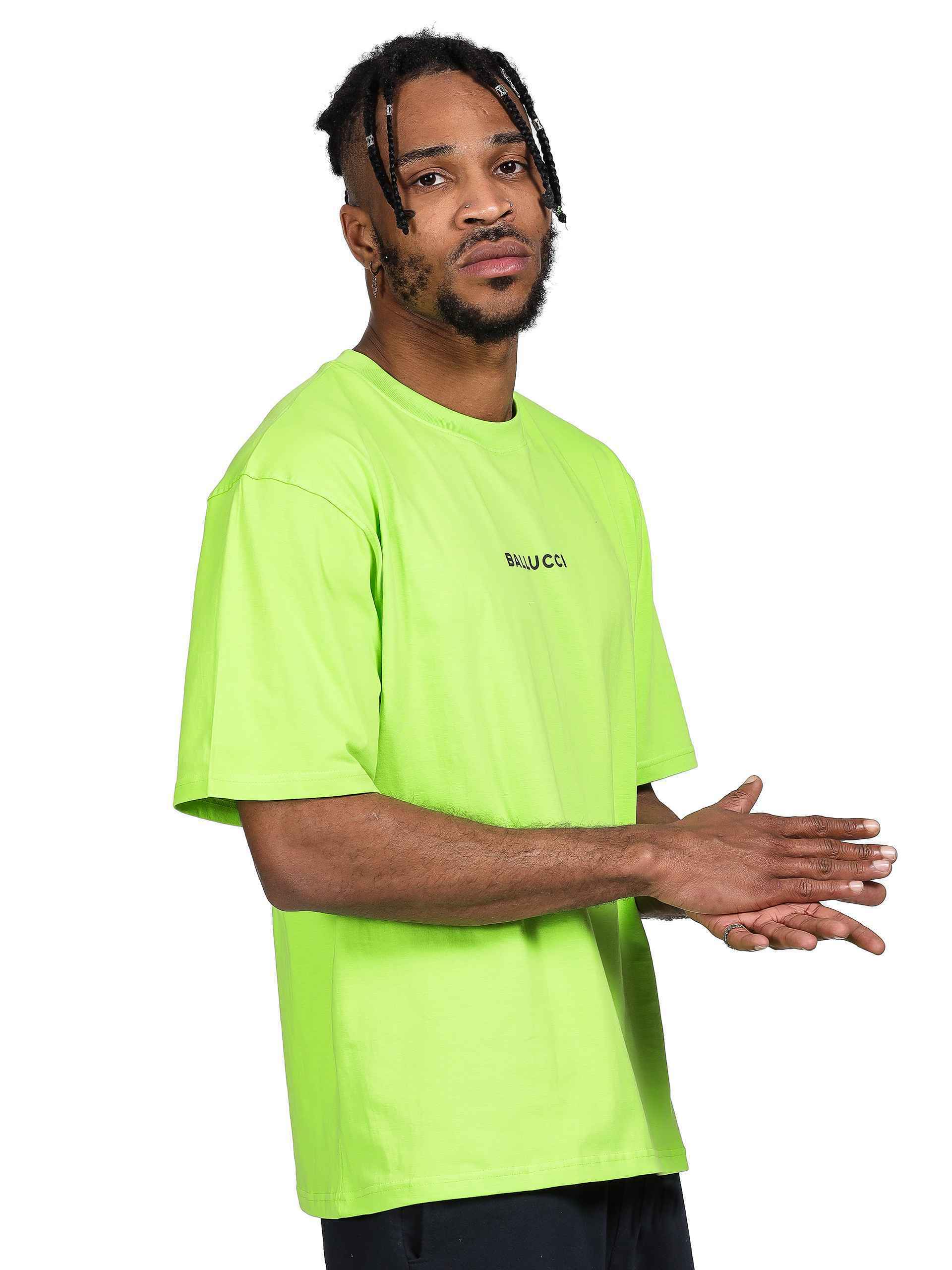 dans automatisk Ubevæbnet Neon Green Plain Oversized T-Shirt - BALLUCCI CLOTHING